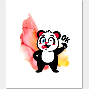 Cute Panda Says Ok - Adorable Panda - Kawaii Panda Posters and Art